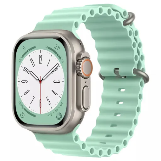Apple Watch 4/5/6/7/8/SE/Ultra (42/44/45/49mm) óceán szilikon óraszíj türkiz Alphajack