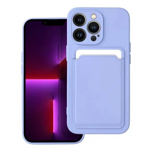 iPhone 13 Pro Card Case Szilikon tok hátlapi kártyatartóval lila