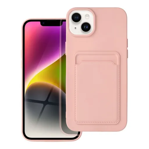 iPhone 14 Plus Card Case Szilikon tok hátlapi kártyatartóval rózsaszín