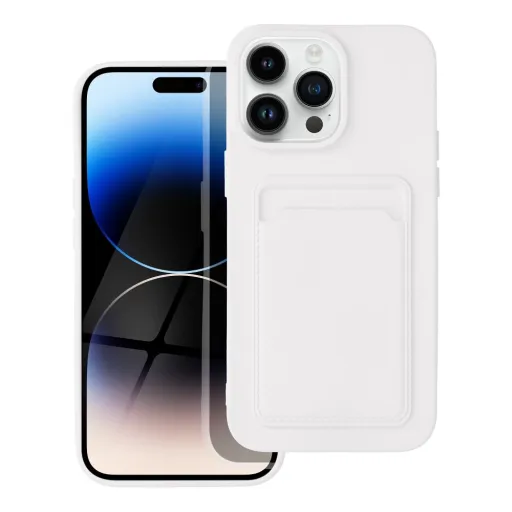 iPhone 14 Pro Max Card Case Szilikon tok hátlapi kártyatartóval fehér