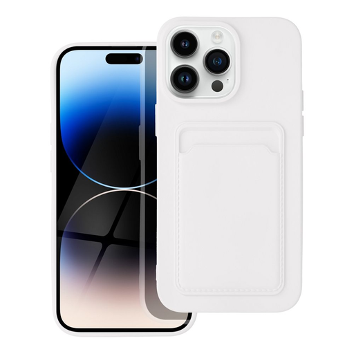 iPhone 14 Pro Max Card Case Szilikon tok hátlapi kártyatartóval fehér iPhone 14 Pro Max Card Case Szilikon tok hátlapi kártyatartóval fehér