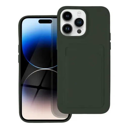 iPhone 14 Pro Max Card Case Szilikon tok hátlapi kártyatartóval zöld