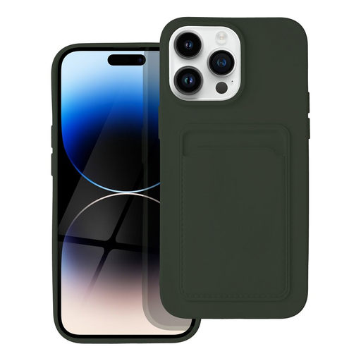 iPhone 14 Pro Card Case Szilikon tok hátlapi kártyatartóval zöld iPhone 14 Pro Card Case Szilikon tok hátlapi kártyatartóval zöld