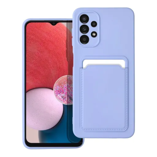 Samsung A13 5G/A04S Card Case Szilikon tok hátlapi kártyatartóval lila