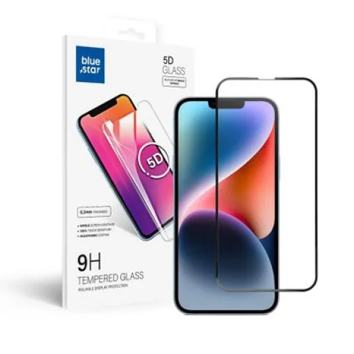 iPhone 13 Pro Max/14 Plus Blue Star 5D kijelzővédő üvegfólia fekete