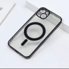 iPhone 14 Pro Max MagSafe-kompatibilis átlátszó TPU tok fekete kerettel Alphajack