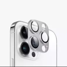 iPhone 14 Pro/14 Pro Max/15 Pro/15 Pro Max kameralencsevédő 9H üveg ezüst Alphajack