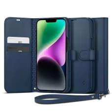 iPhone 14 Spigen Wallet S fliptok kék