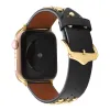 Apple Watch 4/5/6/7/8/SE (38/40/41mm) szegecses bőr óraszíj fekete Alphajack - 0. kép