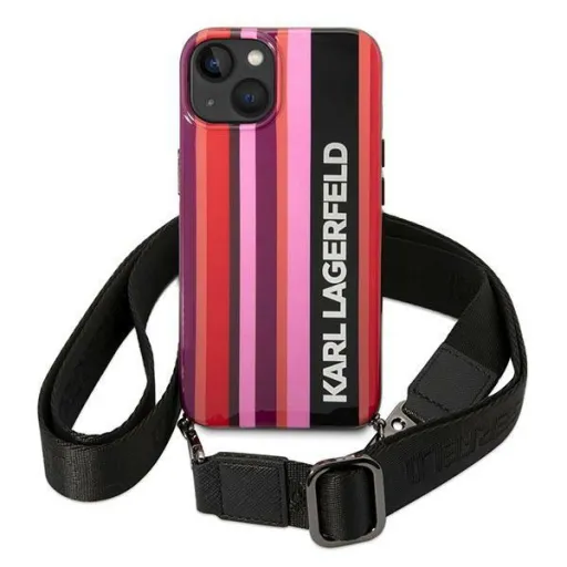 iPhone 14 Plus Karl Lagerfeld KLHCP14MSTSTP Color Stripes Strap tok rózsaszín