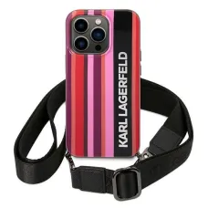 iPhone 14 Pro Max Karl Lagerfeld KLHCP14XSTSTP Color Stripes Strap tok rózsaszín