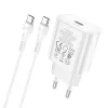 HOCO N22 hálózati töltő adapter PD25W USB-C + Type C/Type C kábel fehér - 0. kép