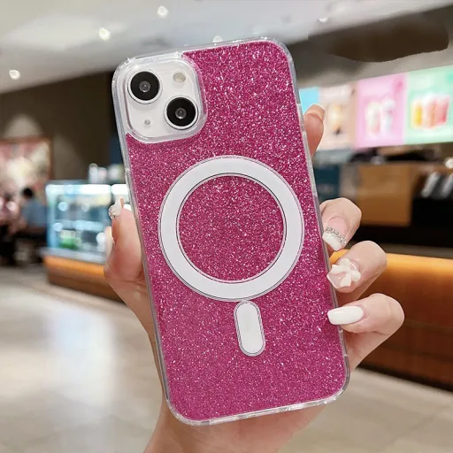 iPhone 14 MagSafe-kompatibilis glitter tok rózsavörös Alphajack iPhone 14 MagSafe-kompatibilis glitter tok rózsavörös Alphajack