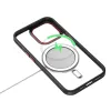 iPhone 14 Plus MagSafe-kompatibilis átlátszó tok fekete kerettel + piros kerettel a kamerák körül Alphajack - 1. kép