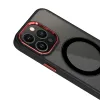 iPhone 14 Plus MagSafe-kompatibilis átlátszó tok fekete kerettel + piros kerettel a kamerák körül Alphajack - 3. kép