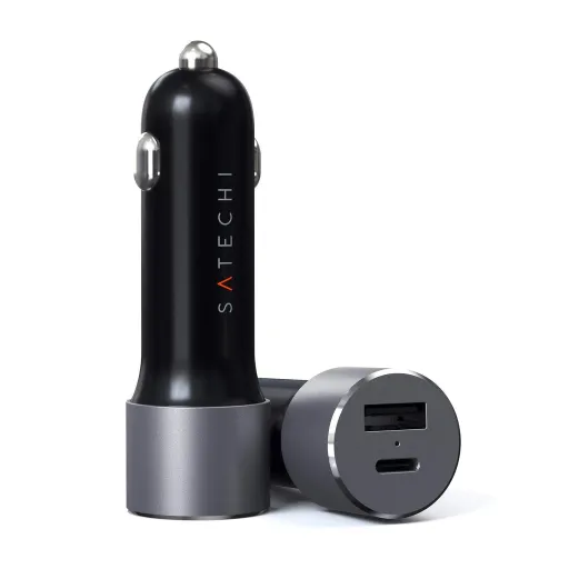 Satechi 72W 1x USB-A, 1x USB Type-C PD autós szivargyújtós töltő asztroszürke (ST-TCPDCCM)