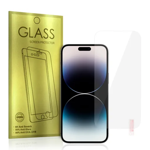 iPhone 14 Pro/15 Glass Gold kijelzővédő üvegfólia