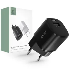 Tech-Protect C20W Mini 2-portos hálózati töltő PD20W/QC3.0 fekete