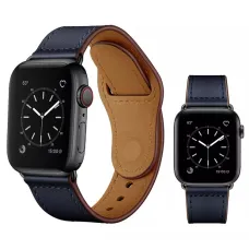 Apple Watch 4/5/6/7/8/SE (38/40/41mm) PU bőr óraszíj tengerészkék Alphajack