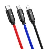 Baseus 3 Primary Colors micro USB/ Lightning/ USB Type-C kábel 1,2m 3.5A fekete - 4. kép