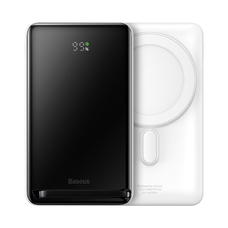 Baseus Magnetic Bracket MagSafe powerbank 10000mAh 20W Overseas Edition fehér (PPCX000202) + USB Type C kábel Baseus Xiaobai Series 60W 0,5m