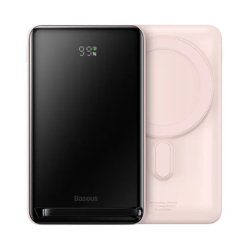Baseus Powerbank 10000mAh Mágneses (MagSafe) vezeték nélküli töltéssel 20W Overseas Edition rózsaszín (PPCX000202) + USB Type C Baseus Xiaobai Series 60W 0.5m