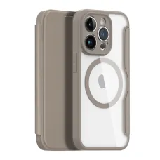 iPhone 14 Pro Max Dux Ducis Skin X Pro Magsafe mágneses fliptok bézs