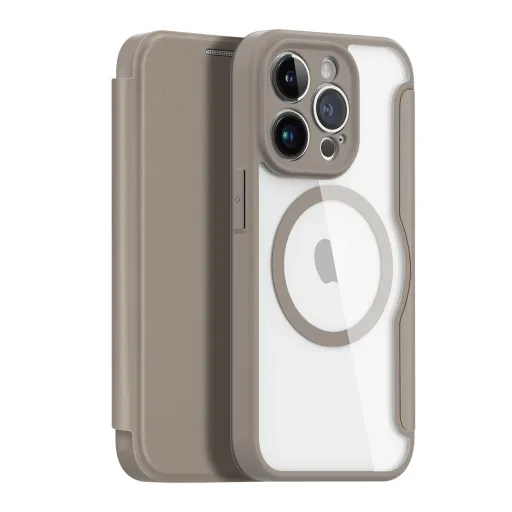 iPhone 14 Pro Max Dux Ducis Skin X Pro Magsafe mágneses fliptok bézs iPhone 14 Pro Max Dux Ducis Skin X Pro Magsafe mágneses fliptok bézs