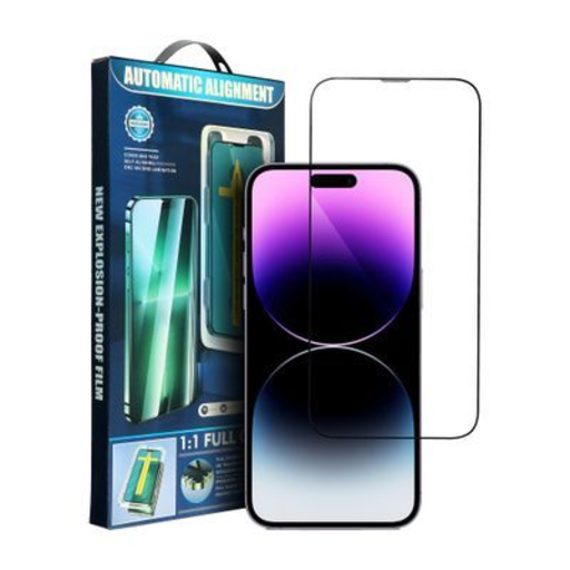 iPhone 14 Pro/15 5D Full Glue kijelzővédő üvegfólia + felhelyezést segítő keret fekete iPhone 14 Pro/15 5D Full Glue kijelzővédő üvegfólia + felhelyezést segítő keret fekete