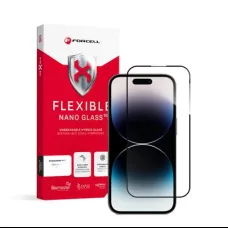 iPhone 14 Pro/15 Forcell Flexible 5D Full Glue hibrid kijelzővédő üvegfólia fekete