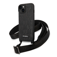iPhone 14 Karl Lagerfeld KLHCP14SSTMMK Monogram tok vállpánttal fekete