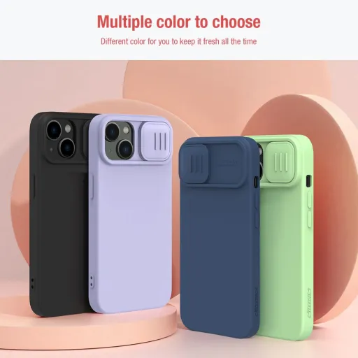 iPhone 14 Nillkin CamShield Silky Magsafe kompatibilis szilikon tok kék iPhone 14 Nillkin CamShield Silky Magsafe kompatibilis szilikon tok kék