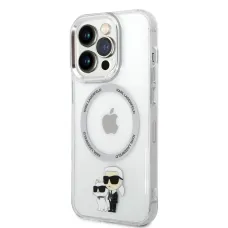 iPhone 14 Pro Karl Lagerfeld IML Karl és Choupette NFT MagSafe kompatibilis tok átlátszó (KLHMP14LHNKCIT)