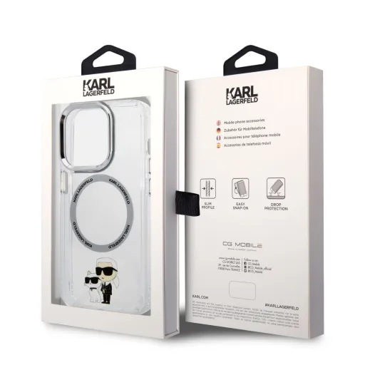 iPhone 14 Pro Max Karl Lagerfeld IML Karl és Choupette NFT MagSafe kompatibilis tok átlátszó (KLHMP14XHNKCIT)