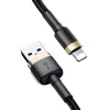 Baseus Cafule Nylon harisnyázott USB/Lightning kábel QC3.0 1.5A 2m fekete-arany (CALKLF-CV1) - 3. kép