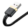 Baseus Cafule Nylon harisnyázott USB/Lightning kábel QC3.0 1.5A 2m fekete-arany (CALKLF-CV1) - 4. kép