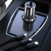 Dudao 3in1 USB autós telefontöltő 3,4 A beépített kábellel Lightning / USB Type C / micro USB fekete (R5ProN) szivargyújtós - 1. kép