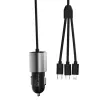 Dudao 3in1 USB autós telefontöltő 3,4 A beépített kábellel Lightning / USB Type C / micro USB fekete (R5ProN) szivargyújtós - 2. kép