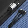 Dudao 3in1 USB autós telefontöltő 3,4 A beépített kábellel Lightning / USB Type C / micro USB fekete (R5ProN) szivargyújtós - 3. kép