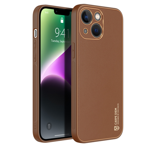 iPhone 14 Dux Ducis Yolo TPU és PU bőr tok barna iPhone 14 Dux Ducis Yolo TPU és PU bőr tok barna