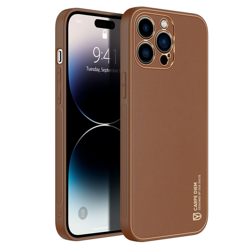 iPhone 14 Pro Dux Ducis Yolo TPU és PU bőr tok barna iPhone 14 Pro Dux Ducis Yolo TPU és PU bőr tok barna