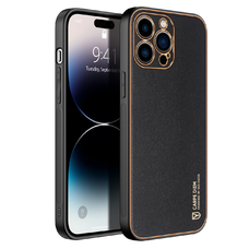 iPhone 14 Pro Max Dux Ducis Yolo TPU és PU bőr tok fekete
