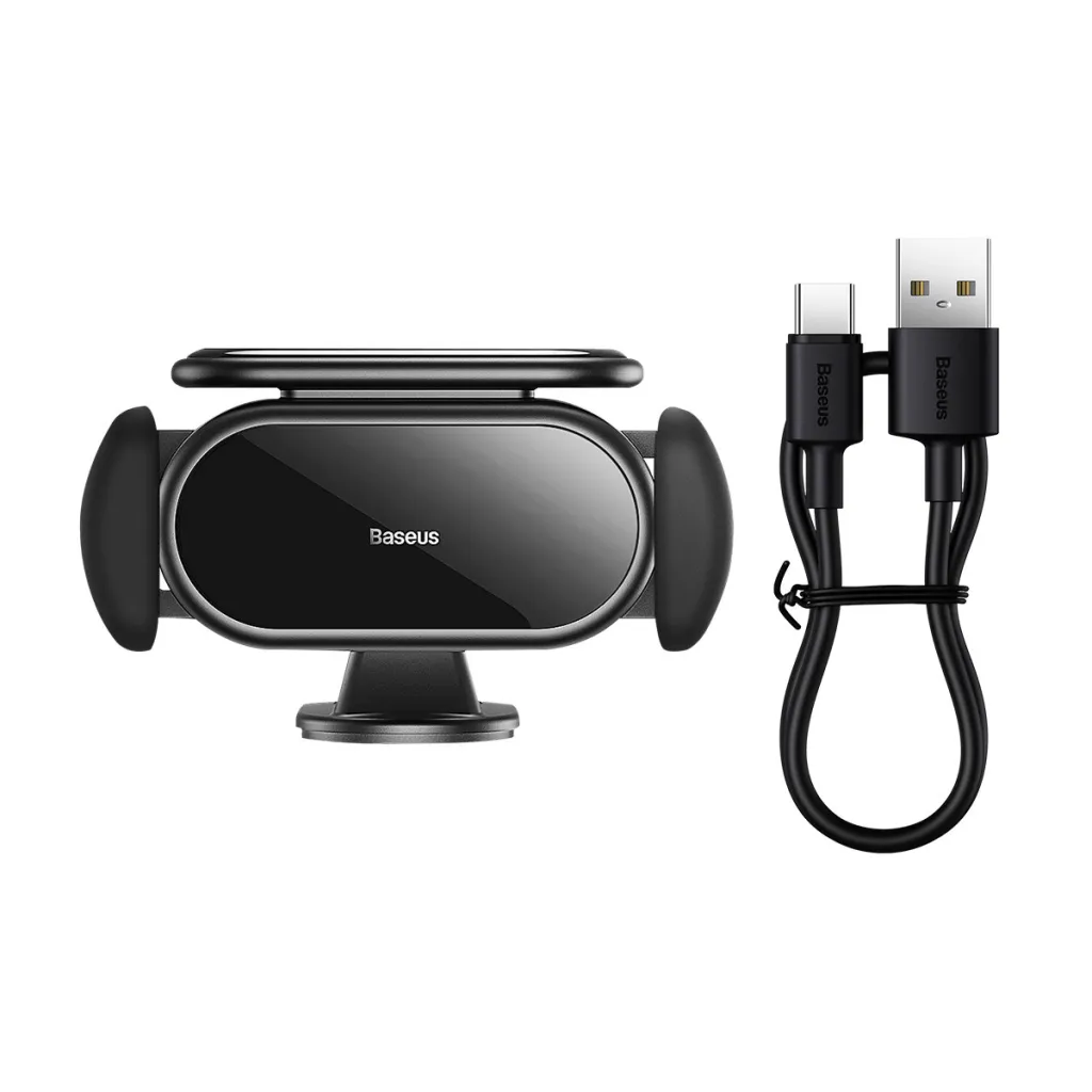 Baseus Steel Cannon Pro napelemes automata autós telefontartó műszerfalra fekete (SUGP010001) - 14