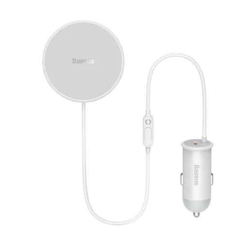 Baseus vezeték nélküli autós töltő MagSafe 15W-os szellőzőnyíláshoz való tartóval + USB Type-C 25W fehér (CW01)