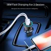 Autós szivargyújtós töltő USB-A + USB Type-C, QC3.0 PD 38W, fehér - 0. kép