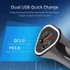 Autós szivargyújtós töltő USB-A + USB Type-C, QC3.0 PD 38W, fehér - 1. kép