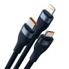 Baseus Flash II 3 az 1-ben USB - Type C, Lightning, Micro USB kábel 66W 6A 1.2 m sötétkék (CASS040003) - 2. kép