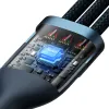 Baseus Flash II 3 az 1-ben USB - Type C, Lightning, Micro USB kábel 66W 6A 1.2 m sötétkék (CASS040003) - 3. kép