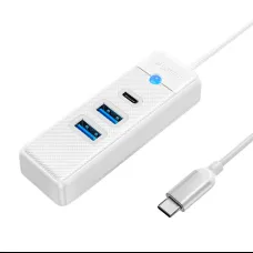 Orico USB HUB elosztó adapter USB-C - 2x USB 3.0 + USB-C, 5 Gbps, 0.15m (fehér)