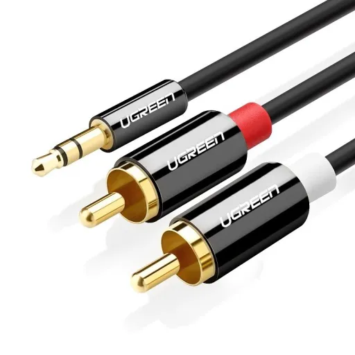 Ugreen AV116 kábel 3.5mm-es Jack 2RCA-hoz (Cinch) 5m (fekete)